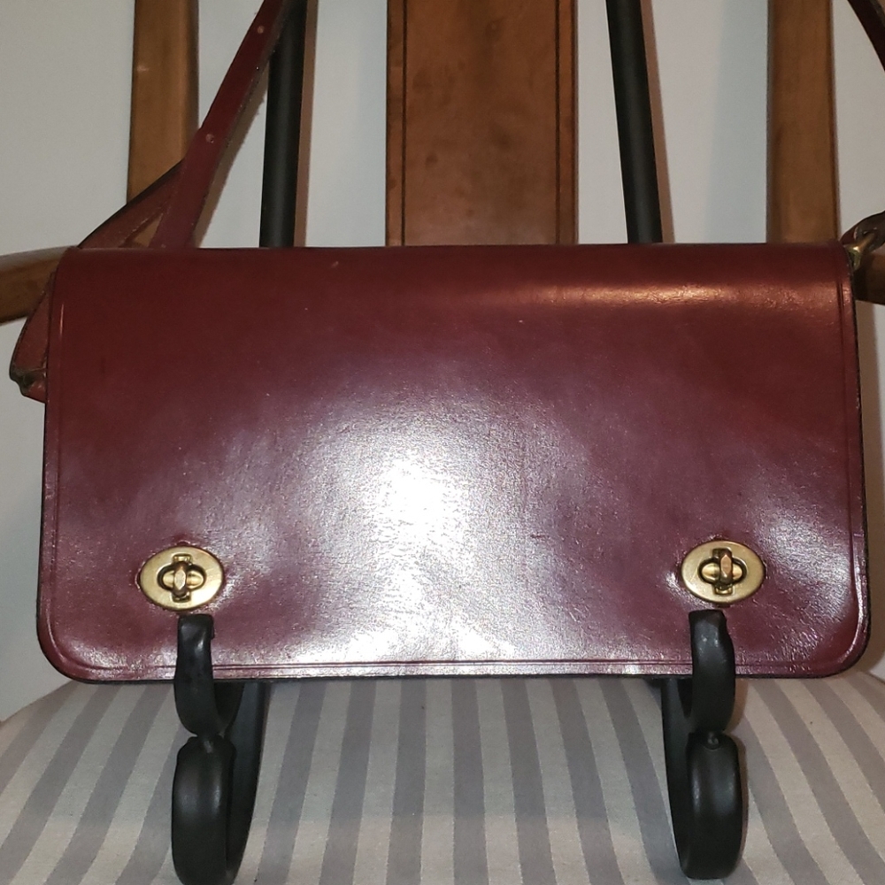 Shiny Brown Leather Crossbody